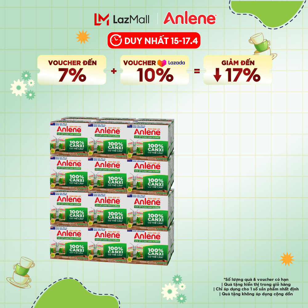 [Voucher giảm đến 26%]Combo 2 Thùng Sữa Nước Anlene Hương Socola 110Ml