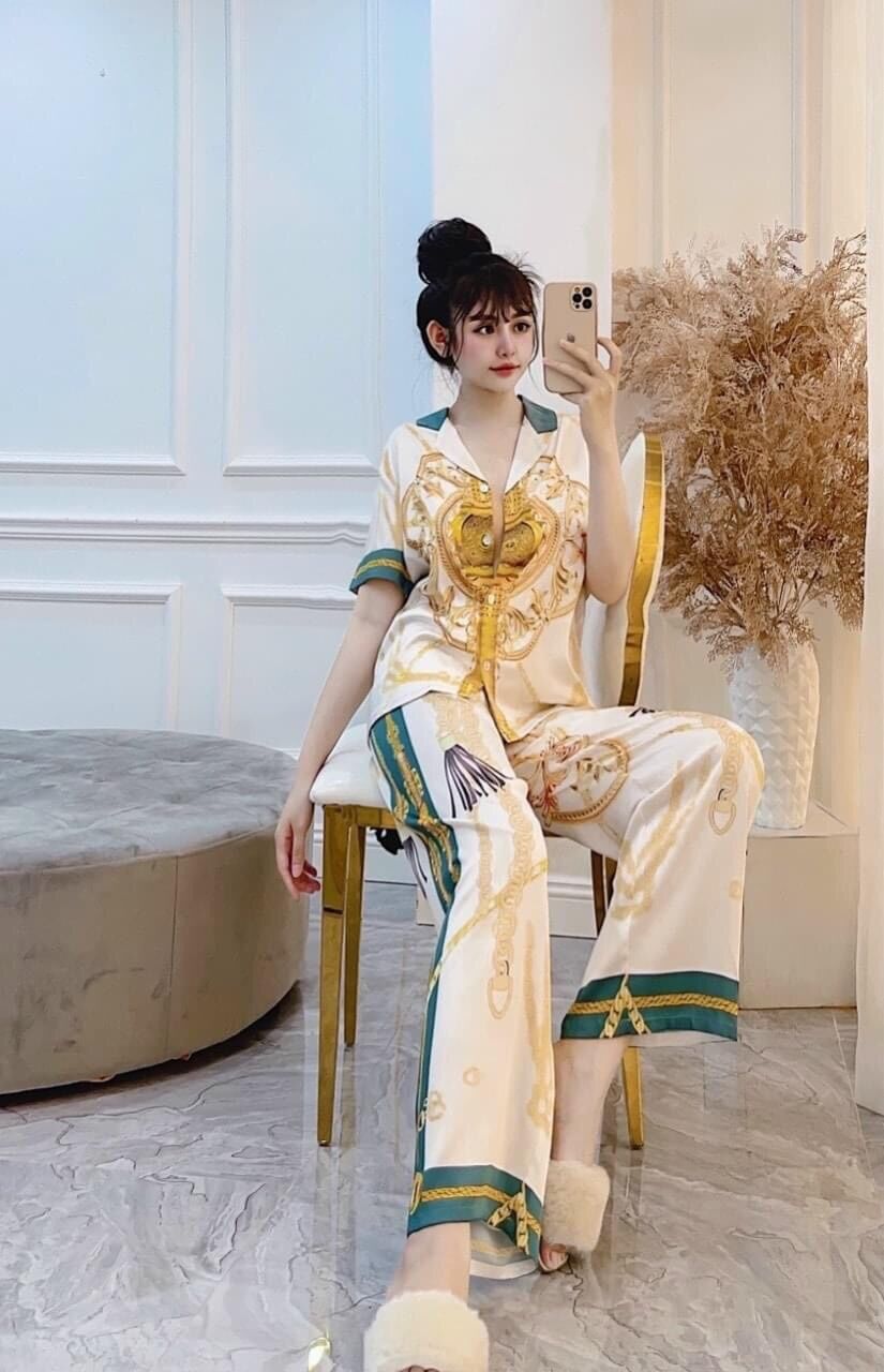 Đồ bộ nữ mẫu pyjama qc hot hoạ tiết siêu sang