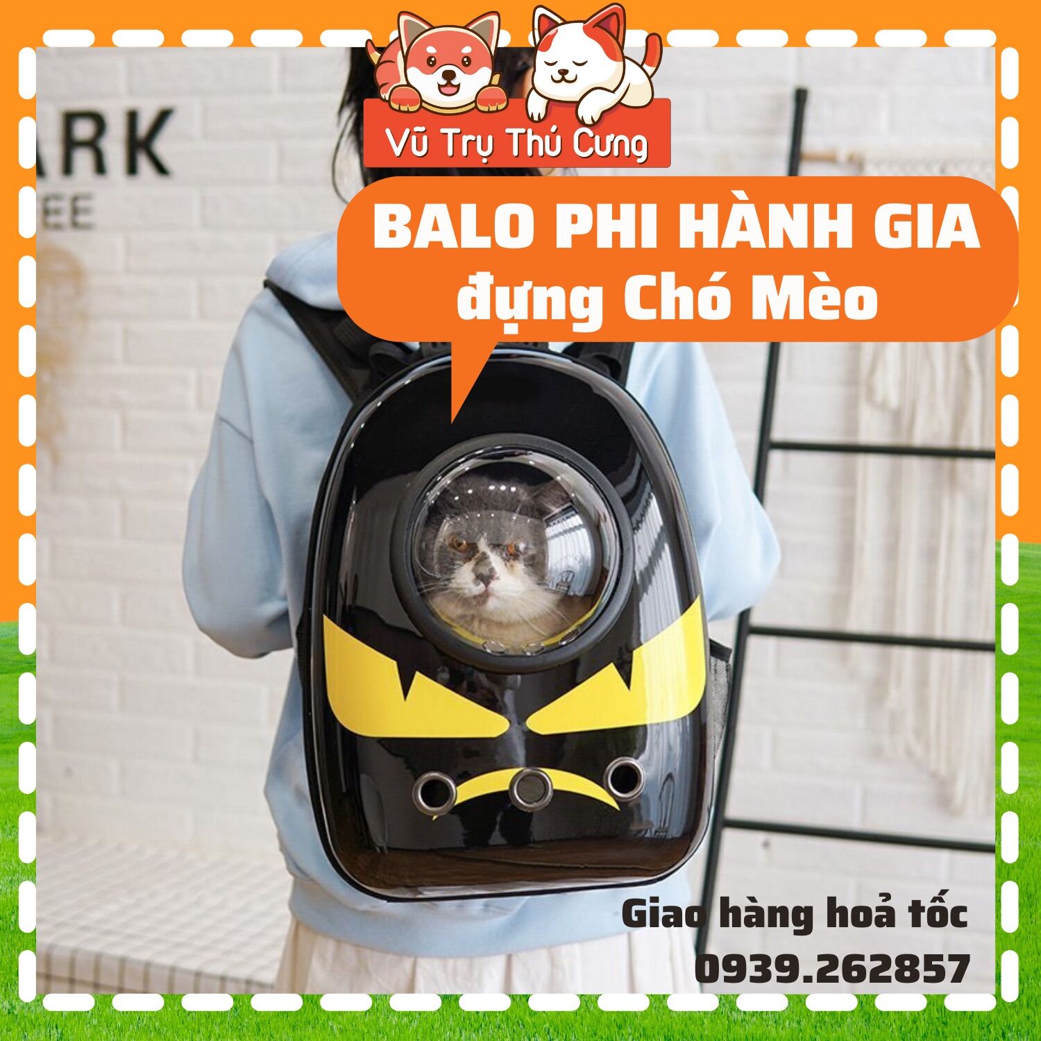 Balo phi hành gia đựng chó mèo, Túi vận chuyển thú cưng, mẫu Batman