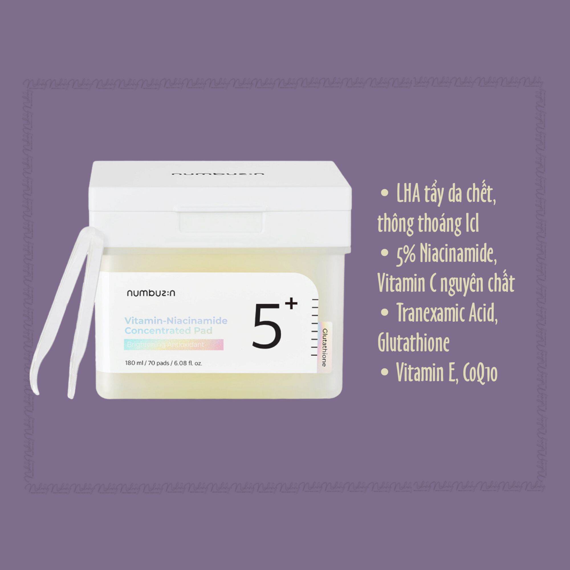 Tinh chất Numbuzin No.5 Vitamin Concentrated Serum, Vitamin-Niacinamide Concentrated Pad