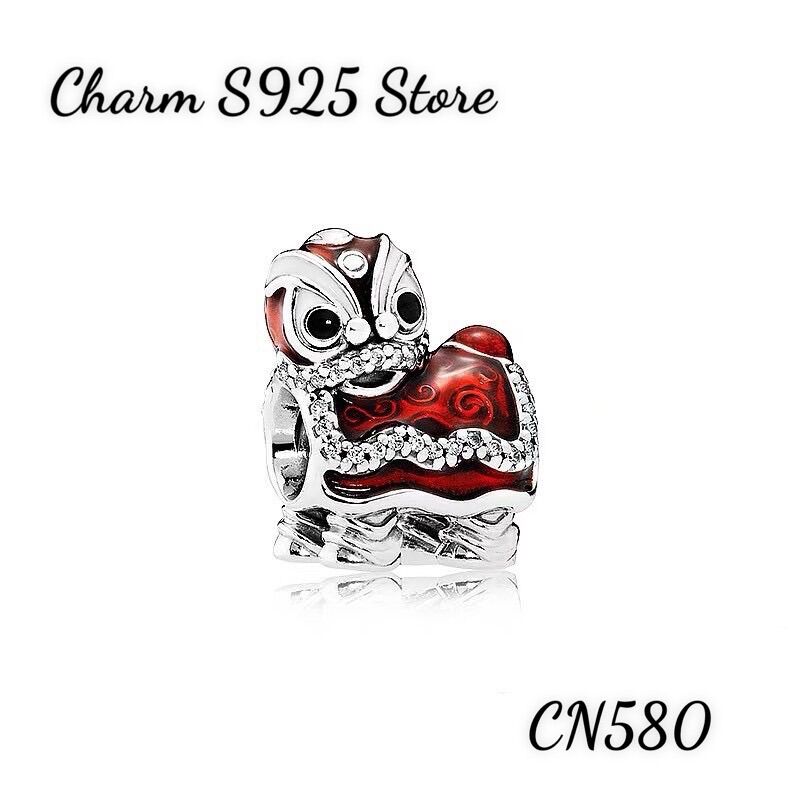 Charm pan ale con lân đỏ bạc s925 cao cấp