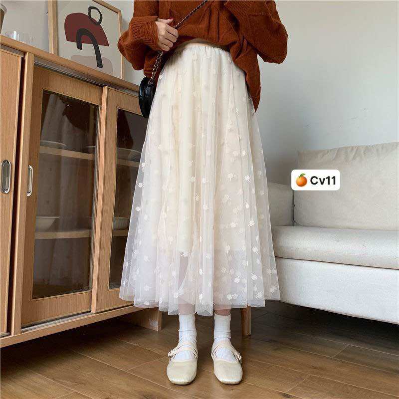 CHÂN VÁY LƯỚI BI DÀI CV11