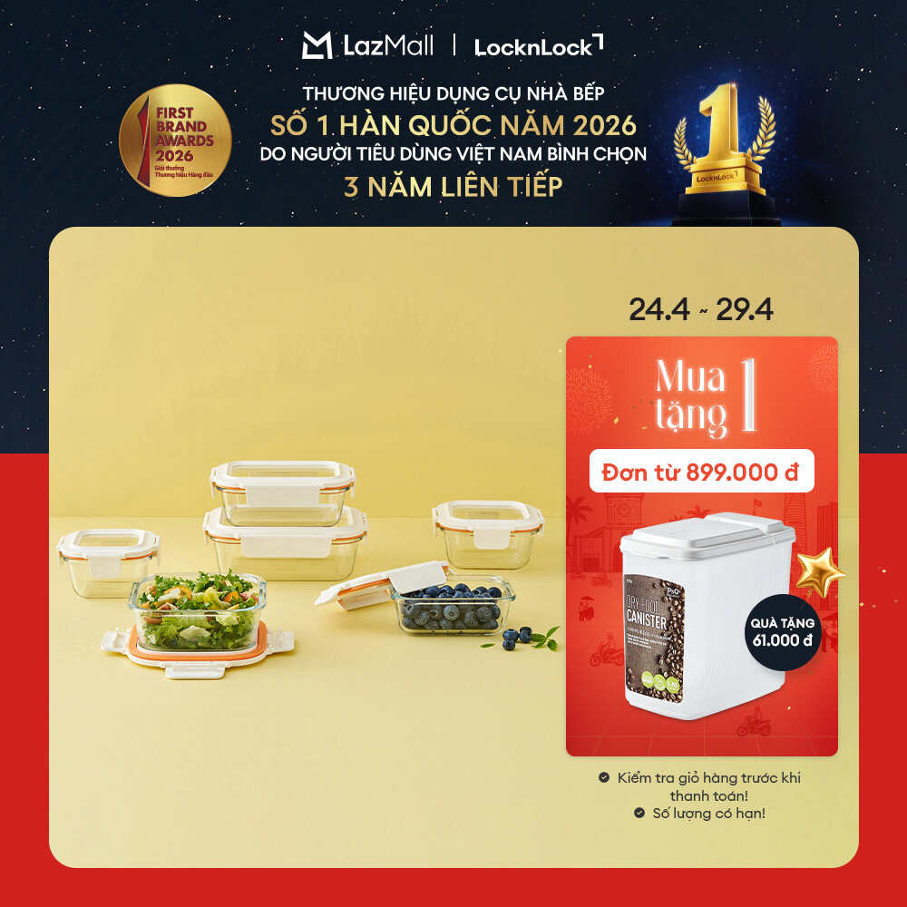 Hộp đựng thực phẩm thủy tinh LocknLock The Cube glass container nhiều dung tích