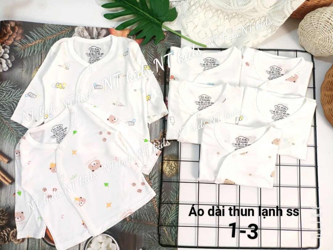 Set 5 áo sơ sinh thun lạnh chất petti sịn sò siêu mềm mịn cho bé