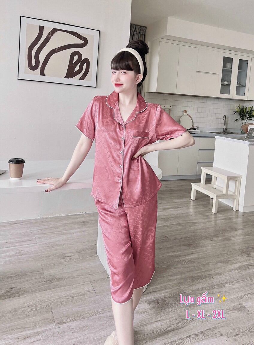 Đồ Bộ Mặc Nhà Pyjama Nữ Lụa Gấm Lửng Hàng Có Size
