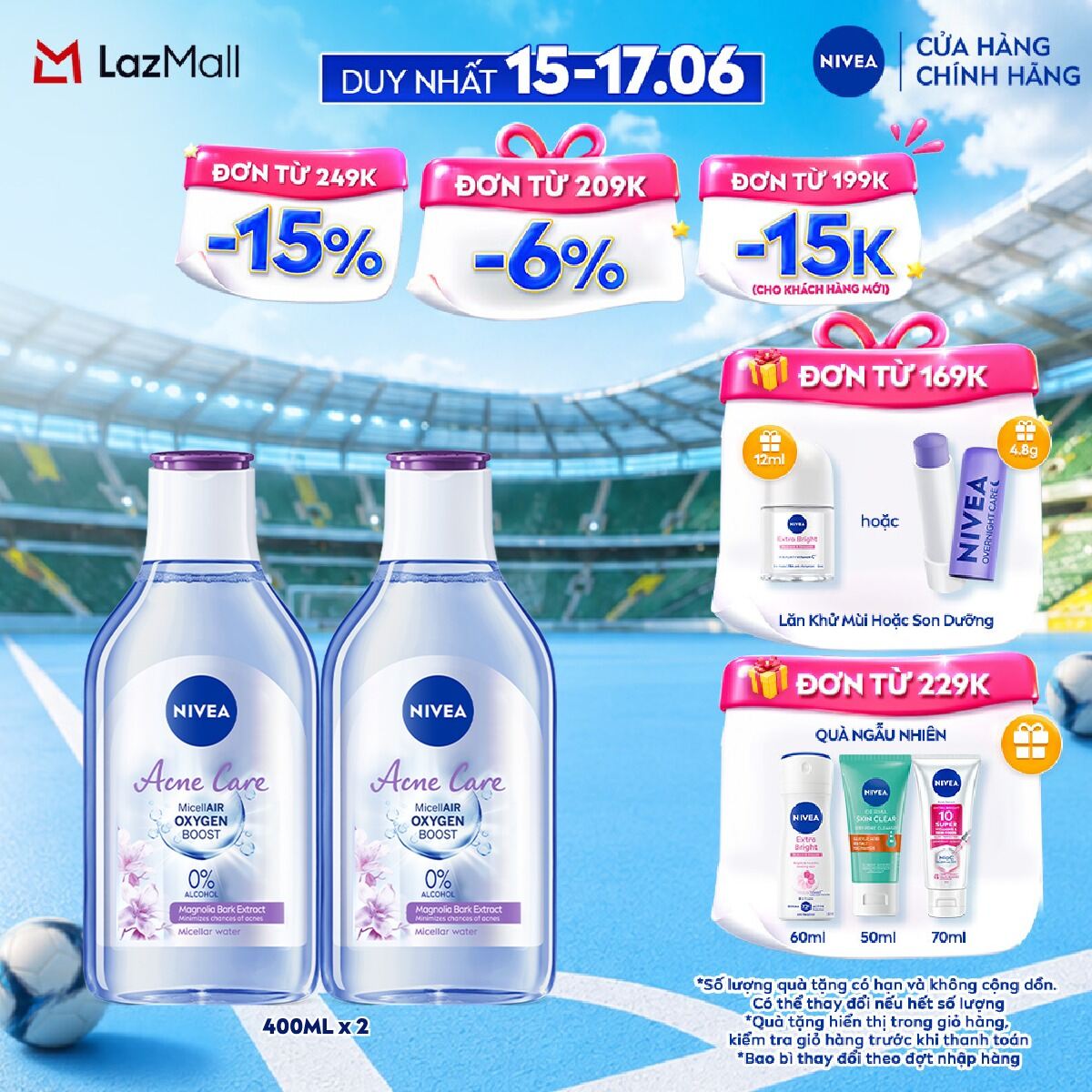 Bộ 2 Nước Tẩy Trang NIVEA Acne Care Cho Da Mụn Sạch Sâu Ngừa Mụn (400 ml) - 80116x2