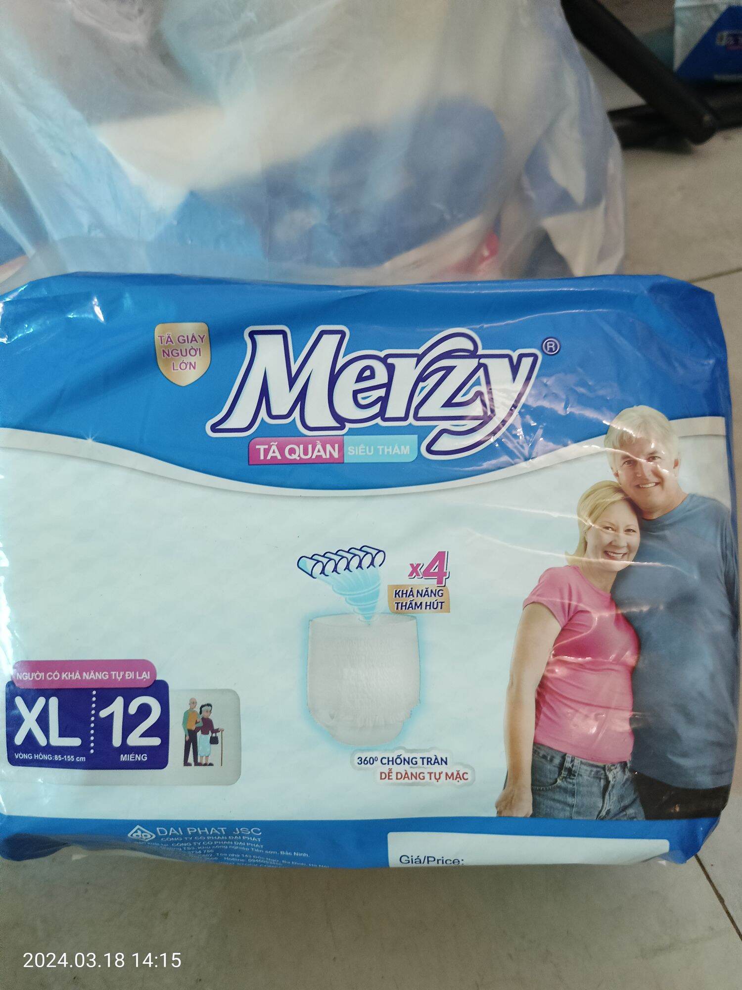 tã quần Merzy size XL 12 miếng