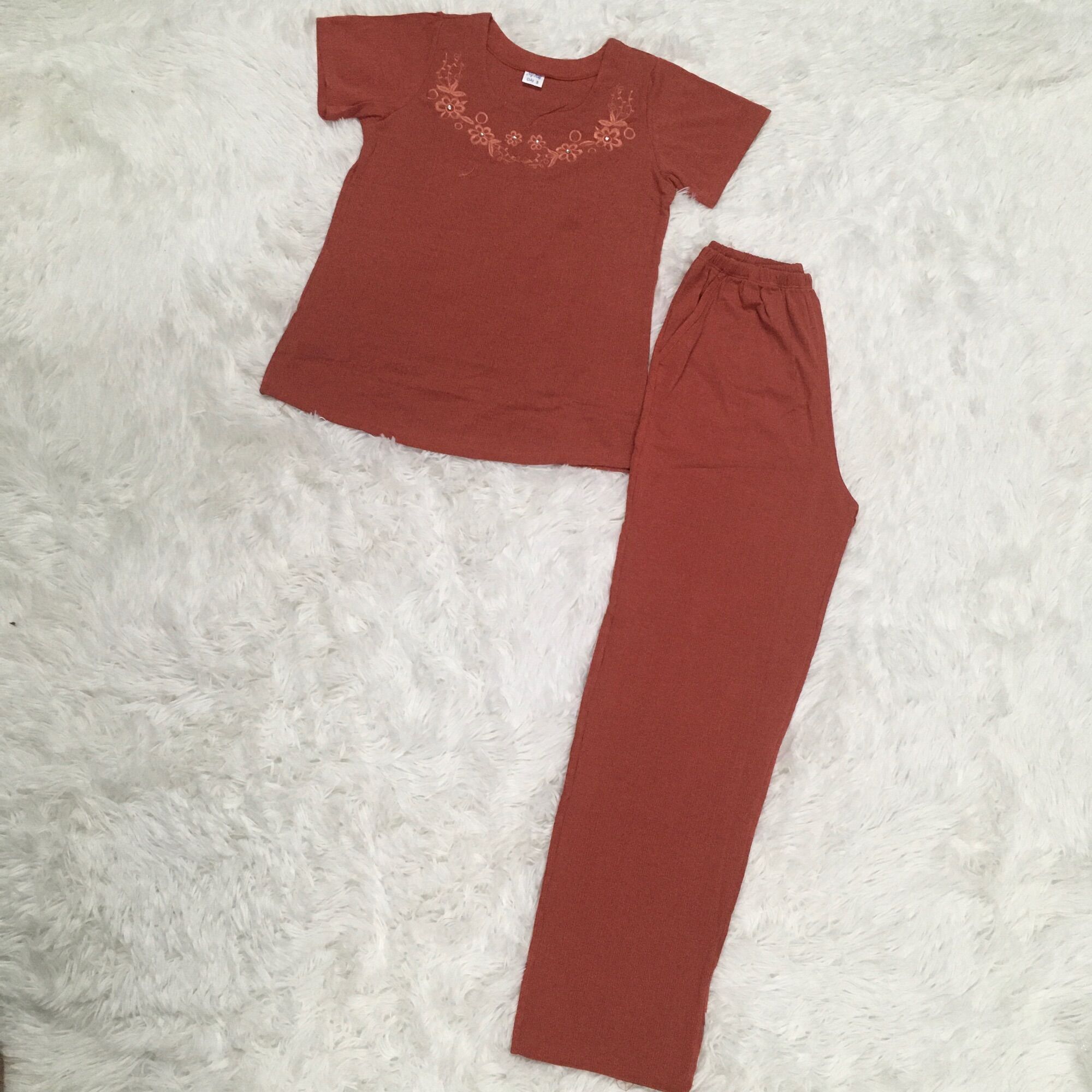 Bộ dài ống nhỏ Trung niên hoa mai gấm nhật( size 40-65kg