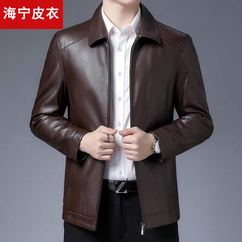 Xả Kho Giá Đặc Biệt Áo Da Giả Da Thật Mẫu Mới 2021 Áo Jacket Da Nam Trung Niên Hải Ninh Nam Áo Khoác Cho Bố Trung Niên Và Già