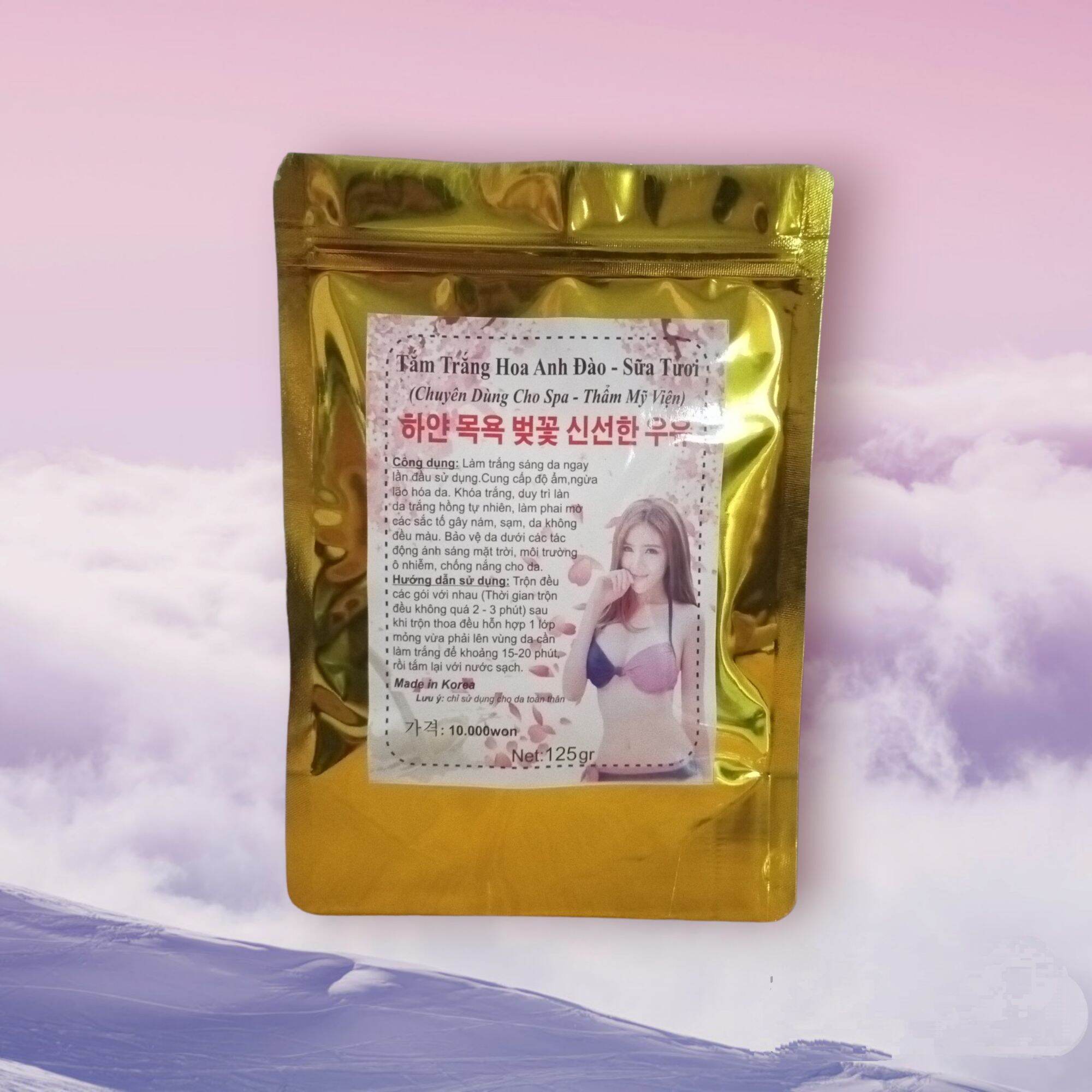 tắm trắng hàn quốc siêu trắng gói  125g( hoa anh đào - sữa tươi )