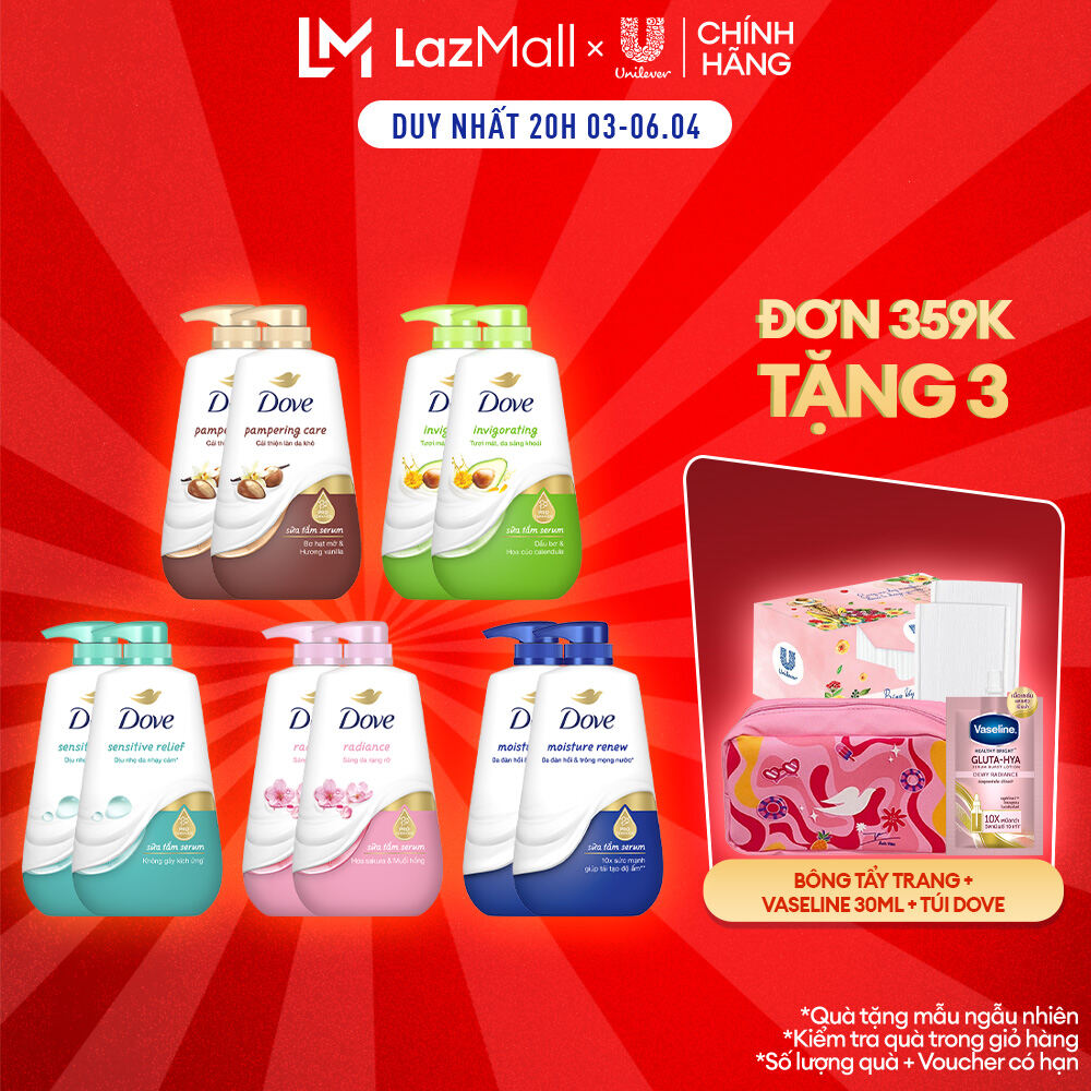 (Livestream) - Combo 2 Sữa Tắm Dove Dưỡng Thể Trắng Sáng Mềm Mịn Tức Thì 500G (bao bì tùy lô nhập hàng)