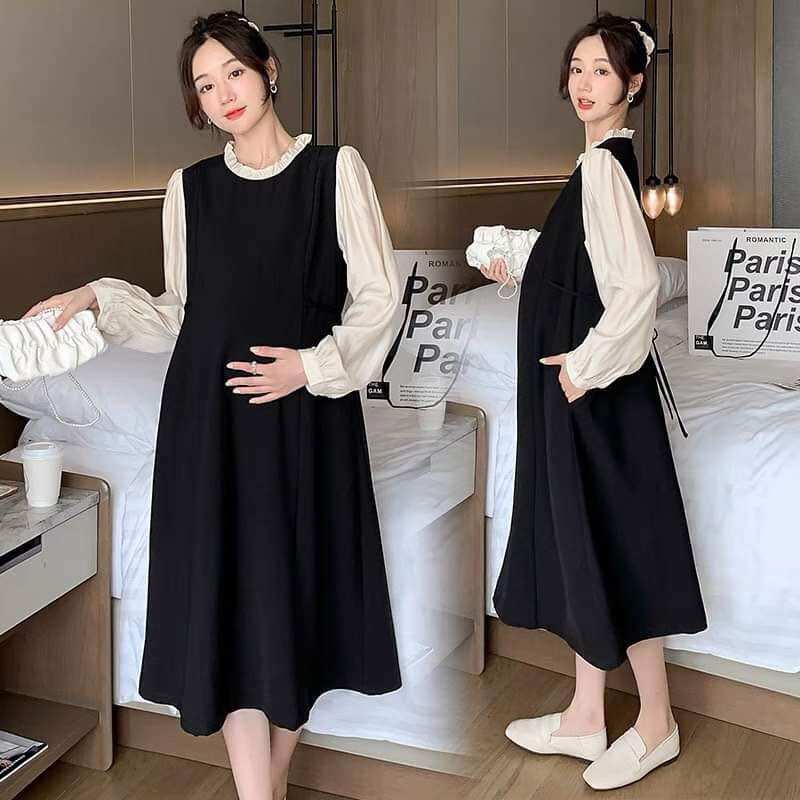 Đầm bầu dài tay sơ mi đuôi cá
