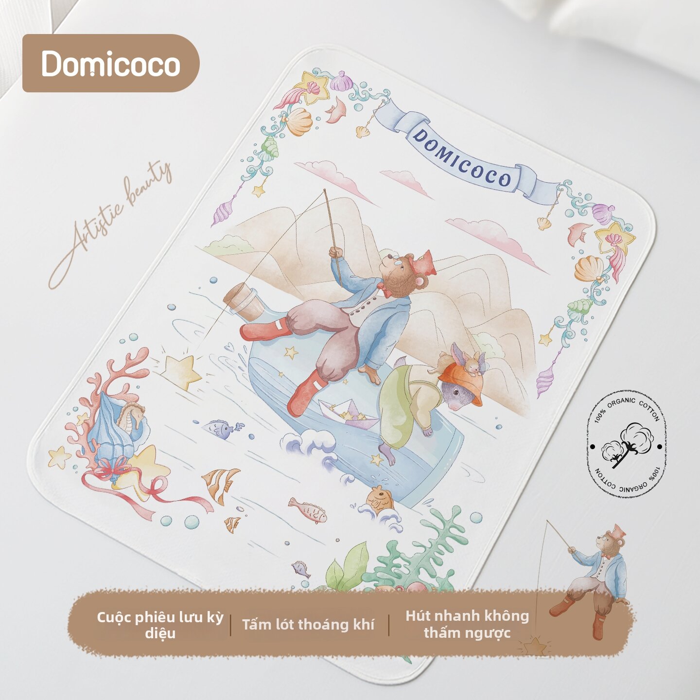 Domicoco | Tấm Lót Tã Cho Bé Thấm Khí Chống Thấm Có Thể Giặt Được Kích Cỡ Lớn