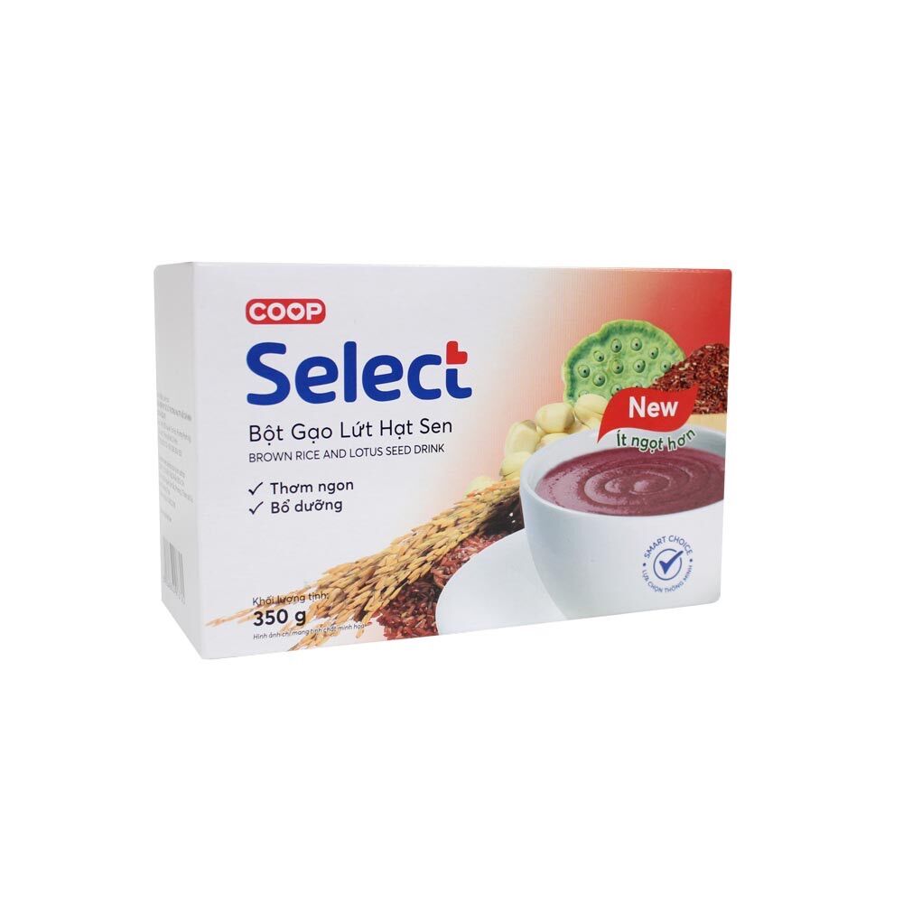 Bột gạo lứt hạt sen,mè đen hạt sen,đậu xanh hạt sen coop select 350g