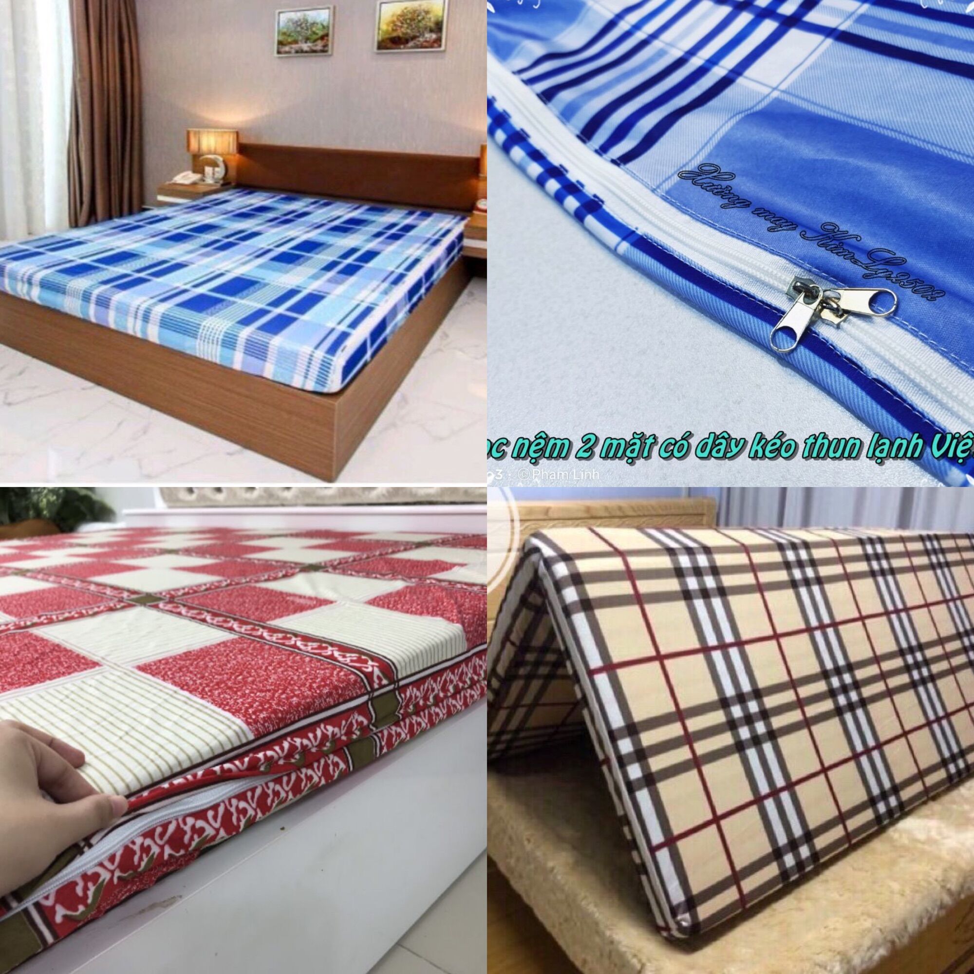 Áo bọc nệm thun lạnh khóa kéo bọc toàn bộ nệm