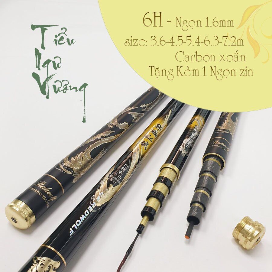 Cần Câu Tay Tiểu Ngư Vương 6H cacbon tặng kèm ngọn phụ - cần nội địa