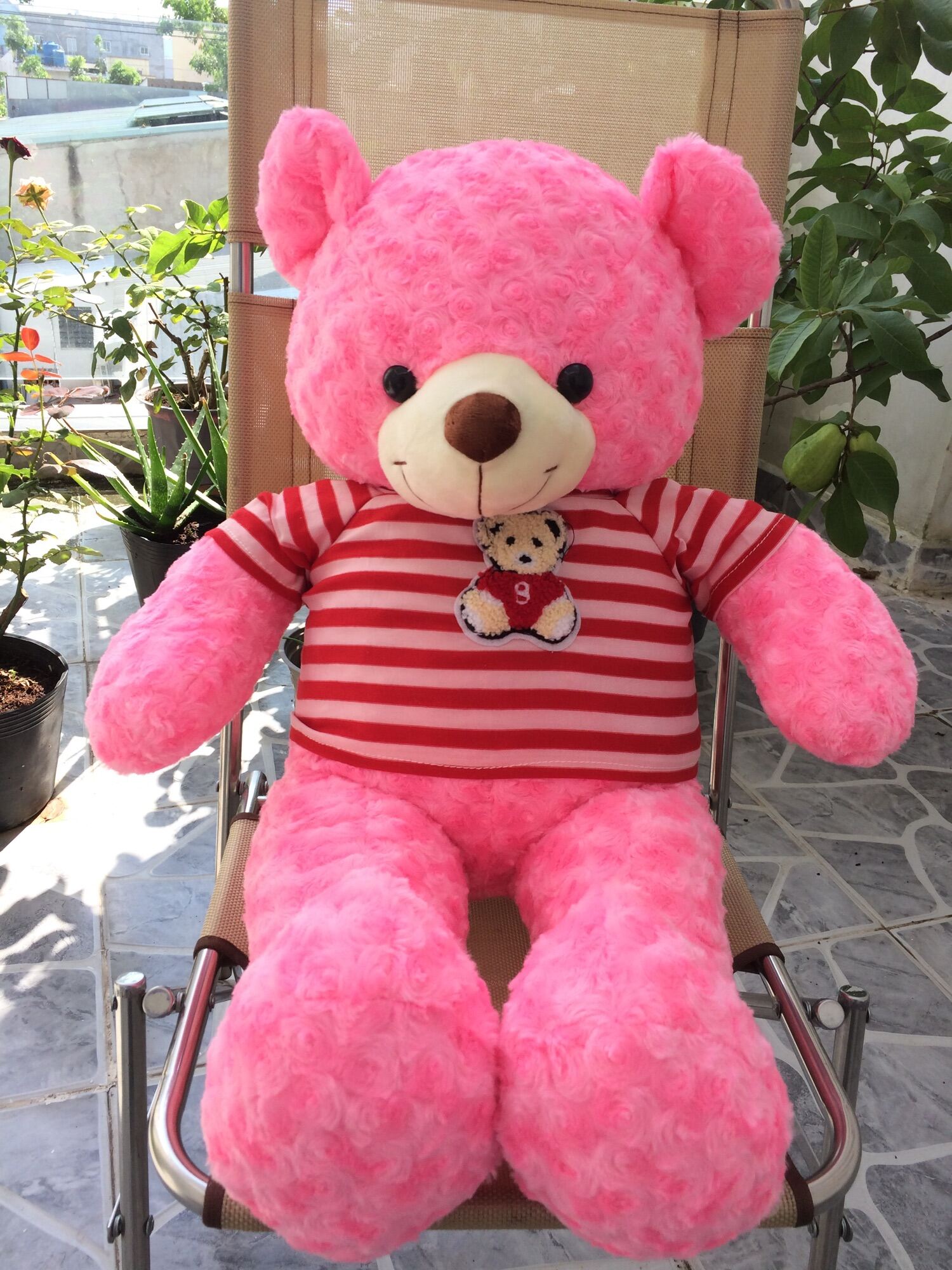 Gấu bông teddy cao cấp khổ vải 1m dài 80cm màu hồng hàng vnxk - ảnh sản phẩm 1