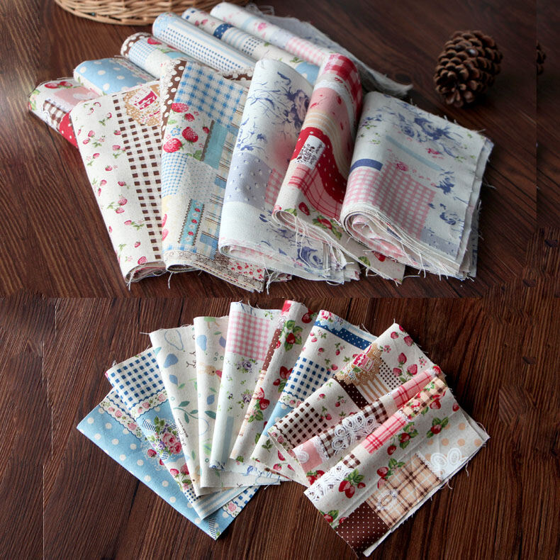 DIY Handmade Cotton Linen Fabric Scrap 20*20CM Random Pattern Home Decor Craft Material Fabric Piece Leftover Quilt Pad