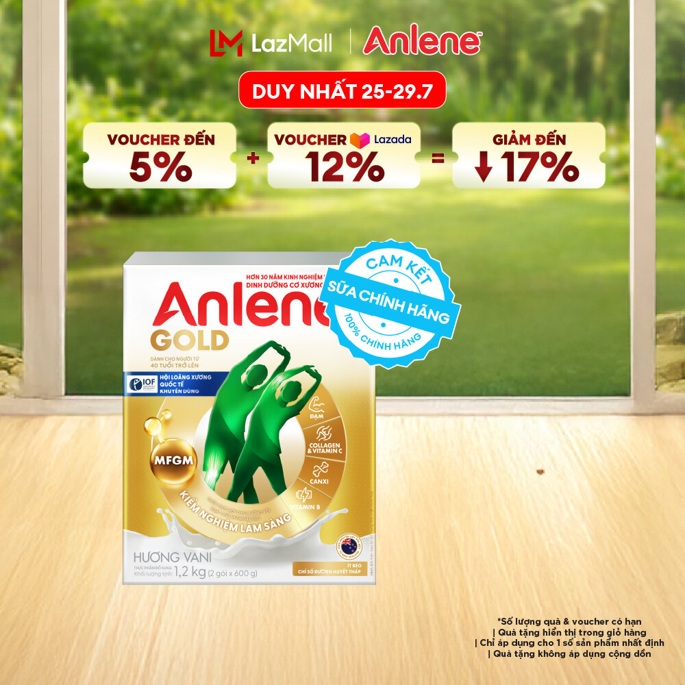 [Voucher giảm đến 26%]Sữa Bột Anlene Gold Hương Vani 1.2Kg