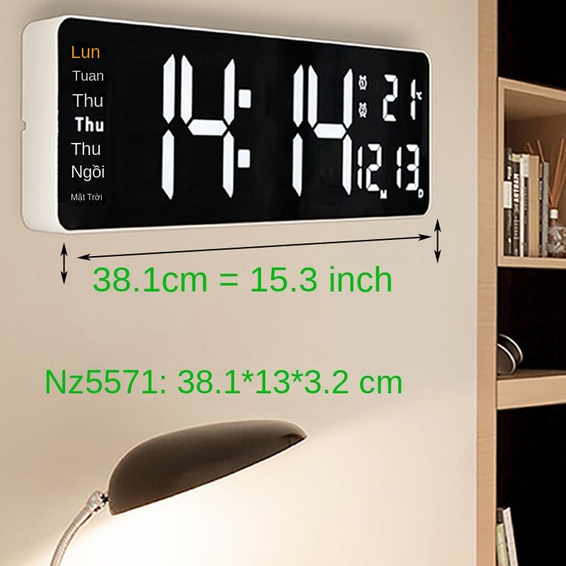 Đồng hồ báo thức treo tường led kỹ thuật số lớn hiển thị lịch và nhiệt độ cho phòng ngủ