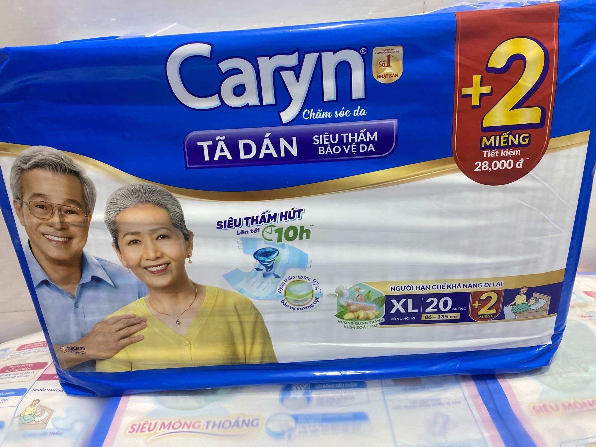 Tặng 2 miếng/Tã dán caryn size xl 20 miếng gói lớn mới tiện lợi