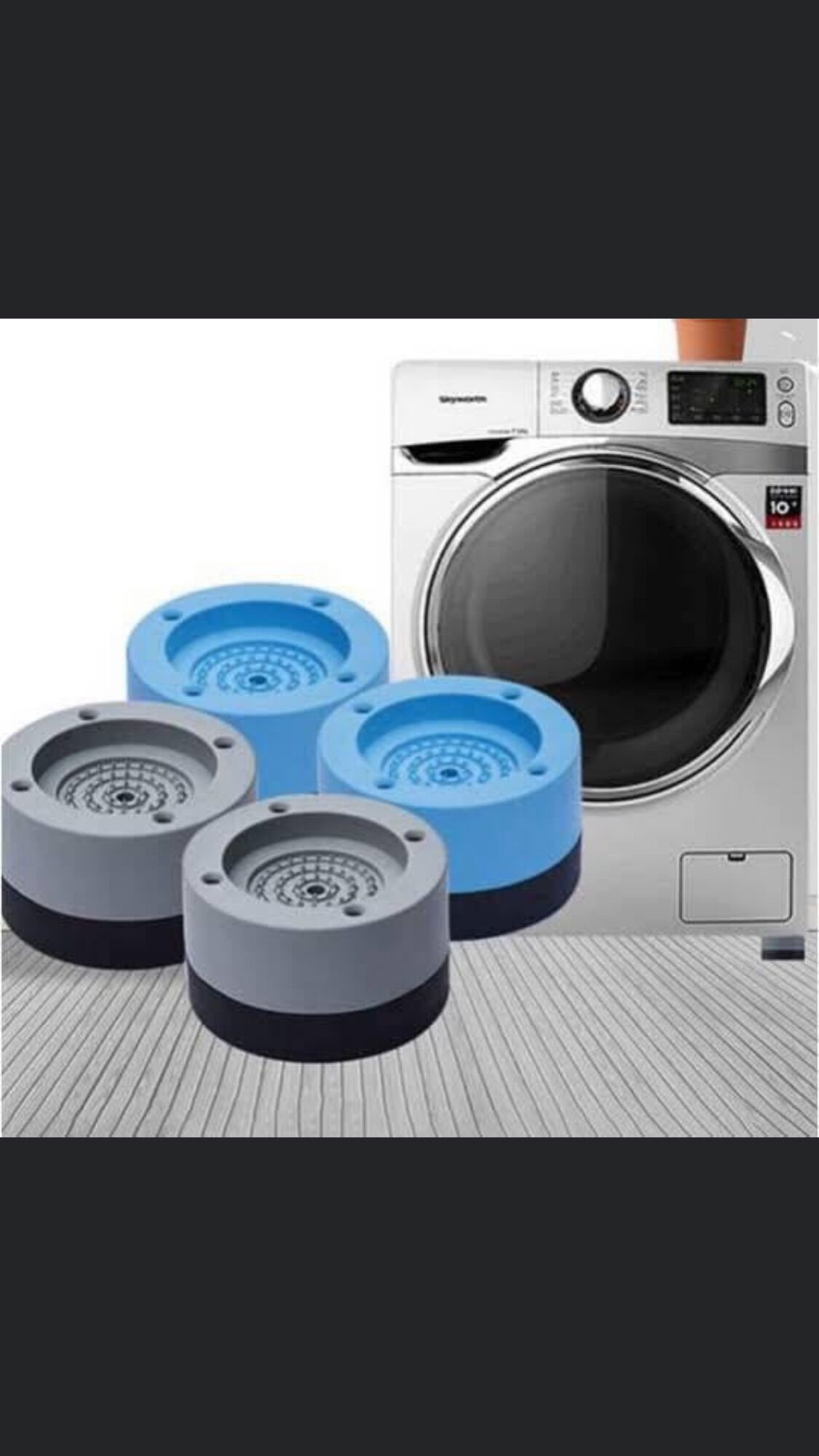 SÉT 4 CÁI ĐẾ KÊ CHÂN MÁY GIẶT CHỐNG RUNG SILICON CAO CẤP - BỘ 4 ĐẾ CHỐNG RUNG MÁY GIẶT - DỤNG CỤ BẢO VỆ MÁY GIẶT TIỆN LỢI