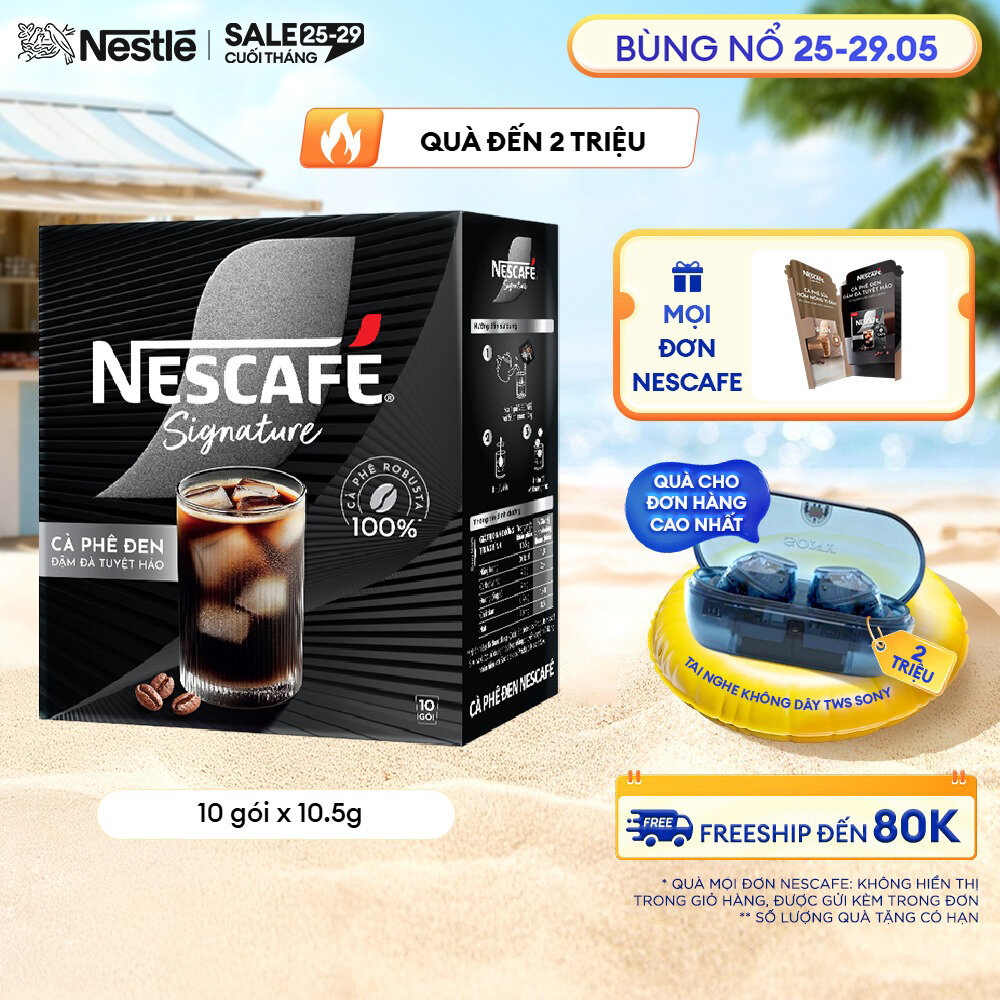 [FREESHIP TOÀN QUỐC] Cà phê đen hòa tan NESCAFÉ Signature Hộp 10 gói ĐẬM ĐÀ TUYỆT HẢO