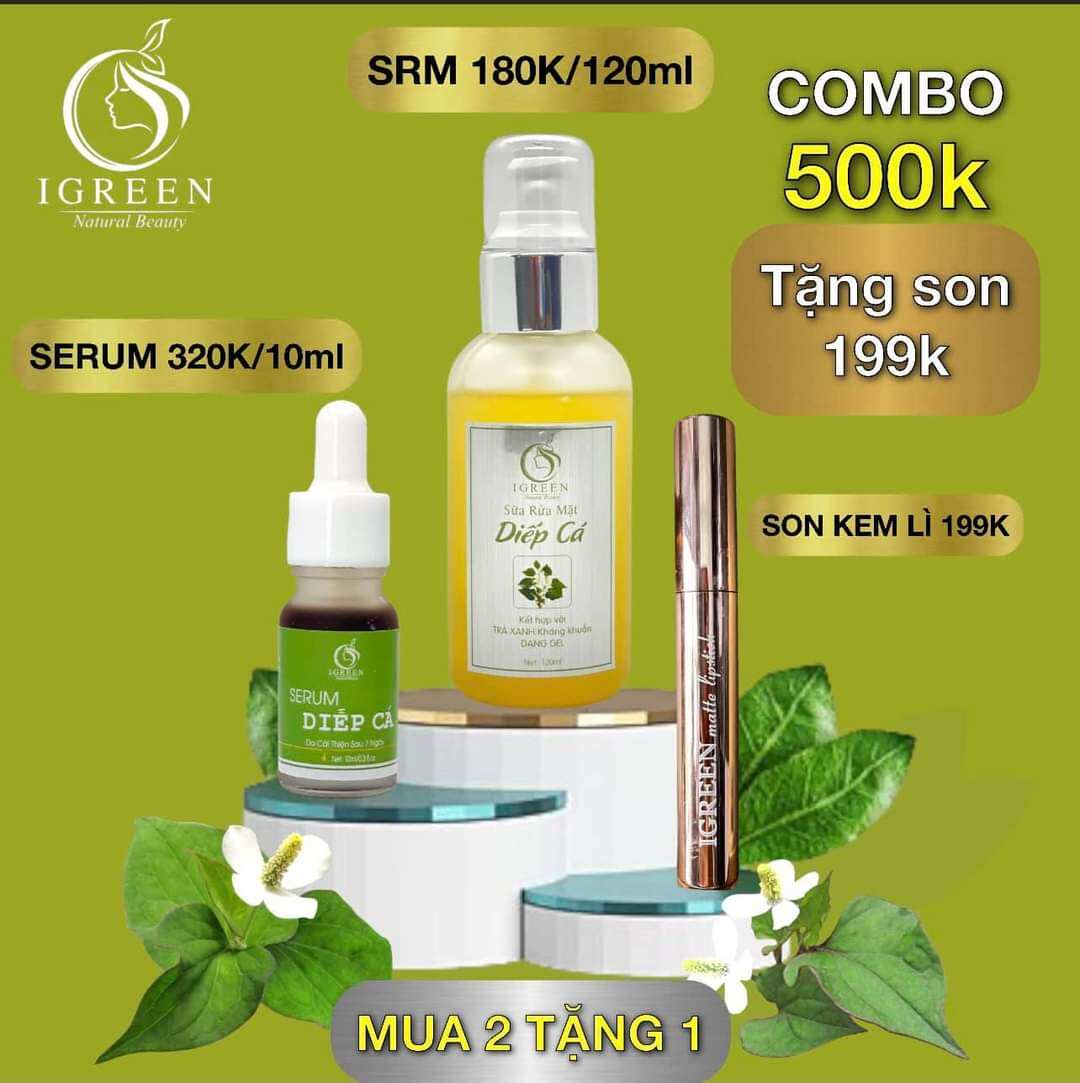 Combo toàn diện cho da hết mụn, thâm - combo diếp cá igreen