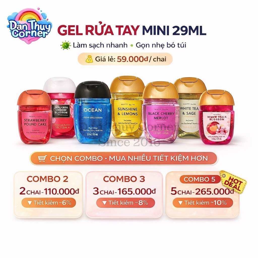  Nước rửa tay khô Bath & Body Works PocketBac 29ml – Nhiều mùi hương diệt khuẩn & dưỡng da 