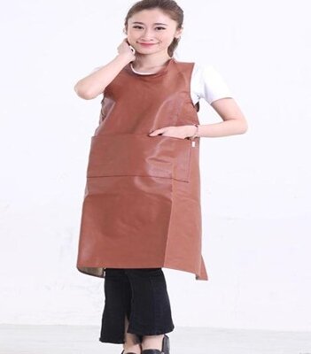 Tạp dề nhà bếp tạp dề da chống dầu chống thấm nước tạp dề da dài tay nhà bếp trang phục làm việc mẫu dài chuyên dụng làm sạch