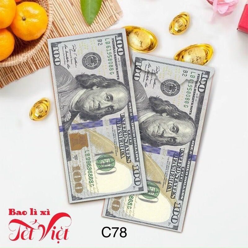 [Set 10 Bao] Bao Lì Xì Tiền Đô May Mắn