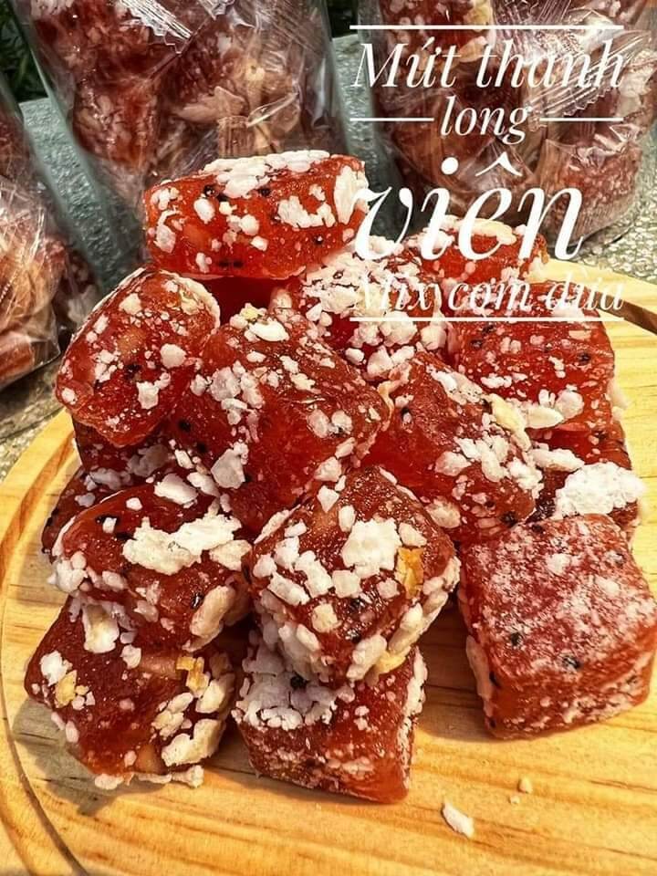 Mứt thanh long cơm dừa hoa tuyết 500g
