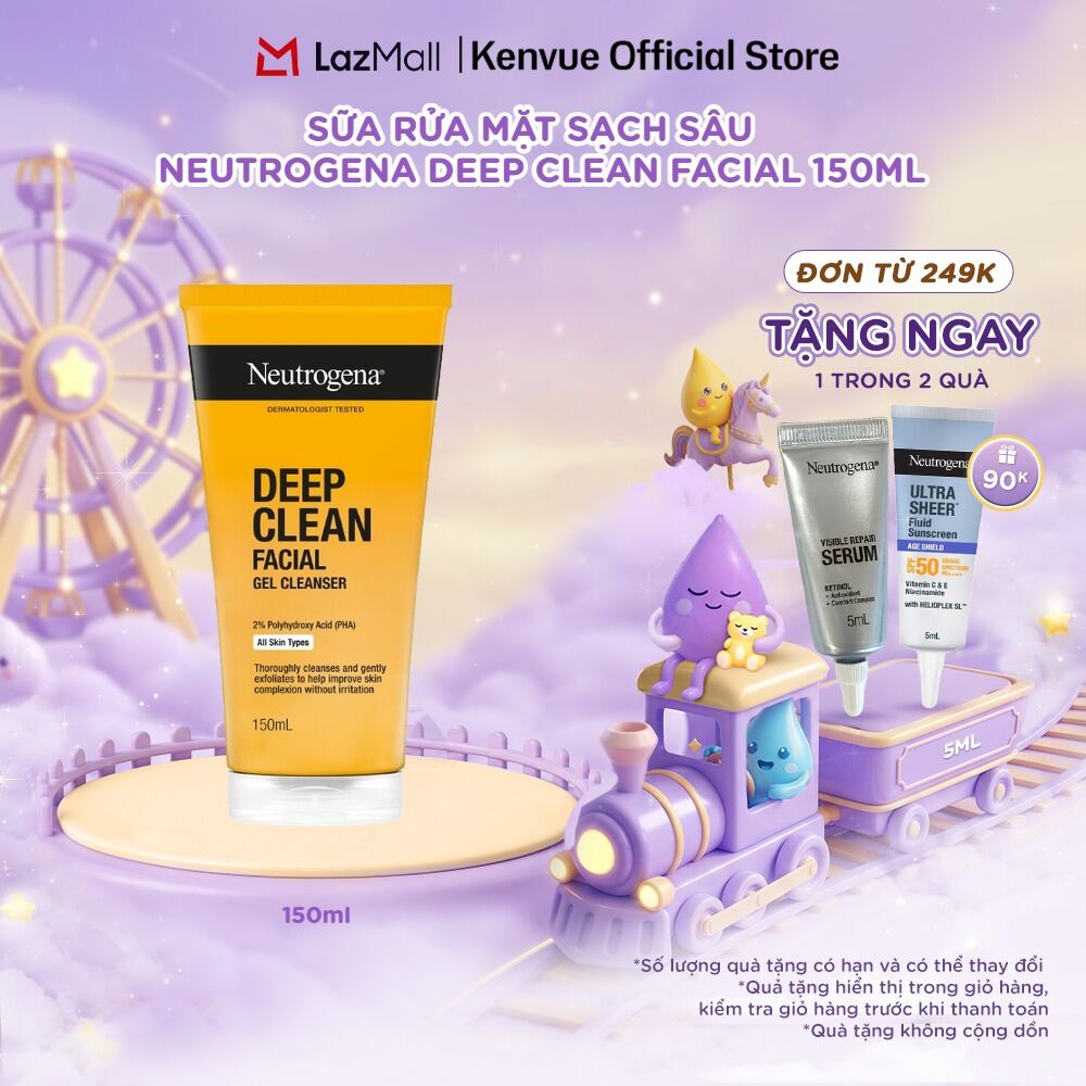 Sữa rửa mặt làm sạch sâu cho DA DẦU NHẠY CẢM Neutrogena Deep Clean Facial Gel 150ml