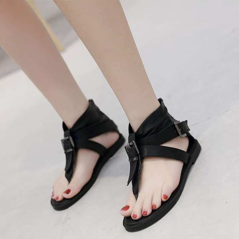 Giày sandal Nữ chiến binh xỏ ngón phối khóa(N44)