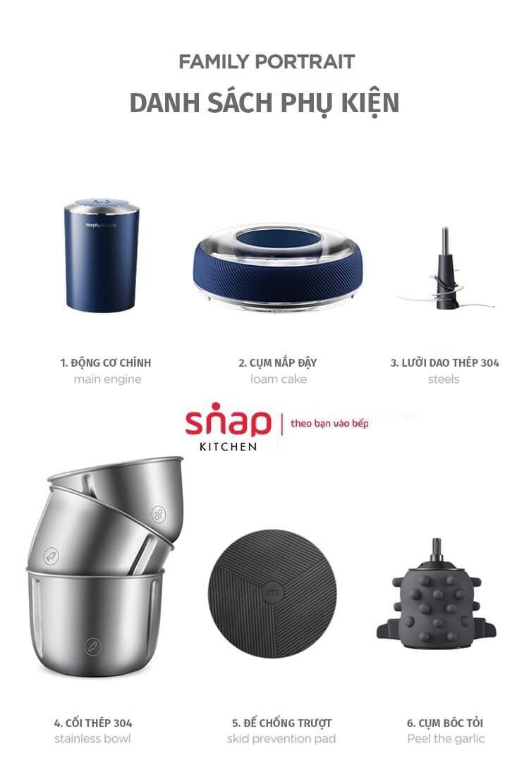 Xay thịt morphy Richards 3 cối inox MR4901[BẢO HÀNH 12 THÁNG]