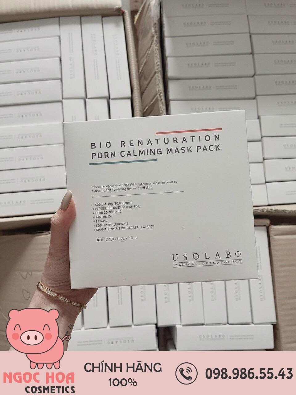 Mặt nạ làm sáng và phục hồi da usolab bio renaturation pdrn calming mask pack 10 miếng/hộp