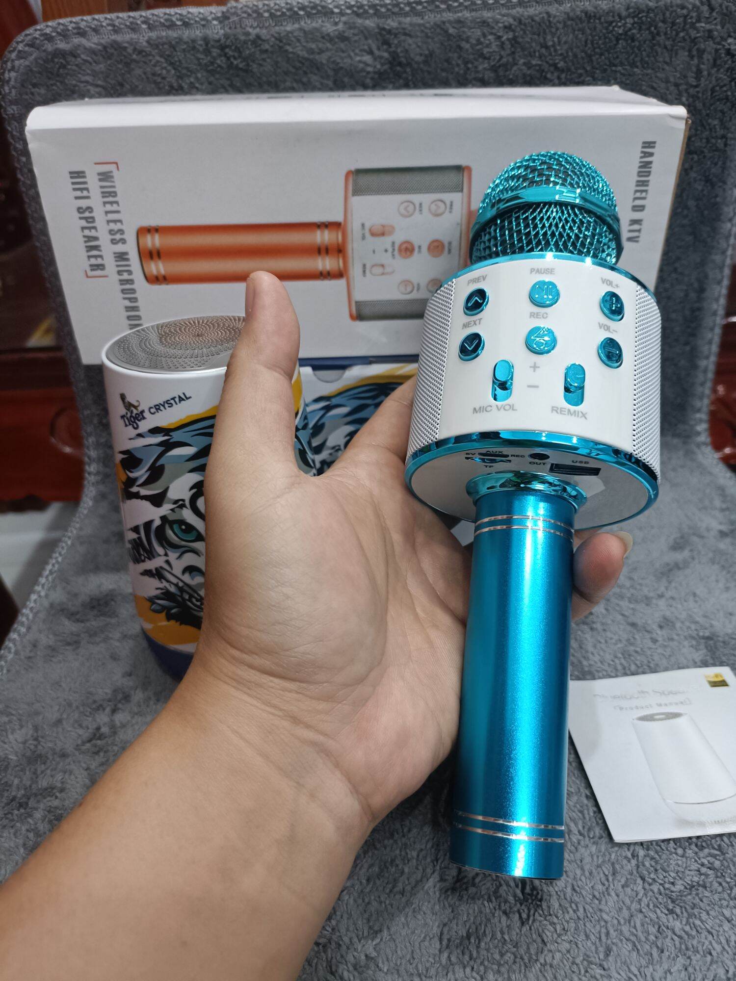 combo loa tiger kèm mic karaoke bluetooth
