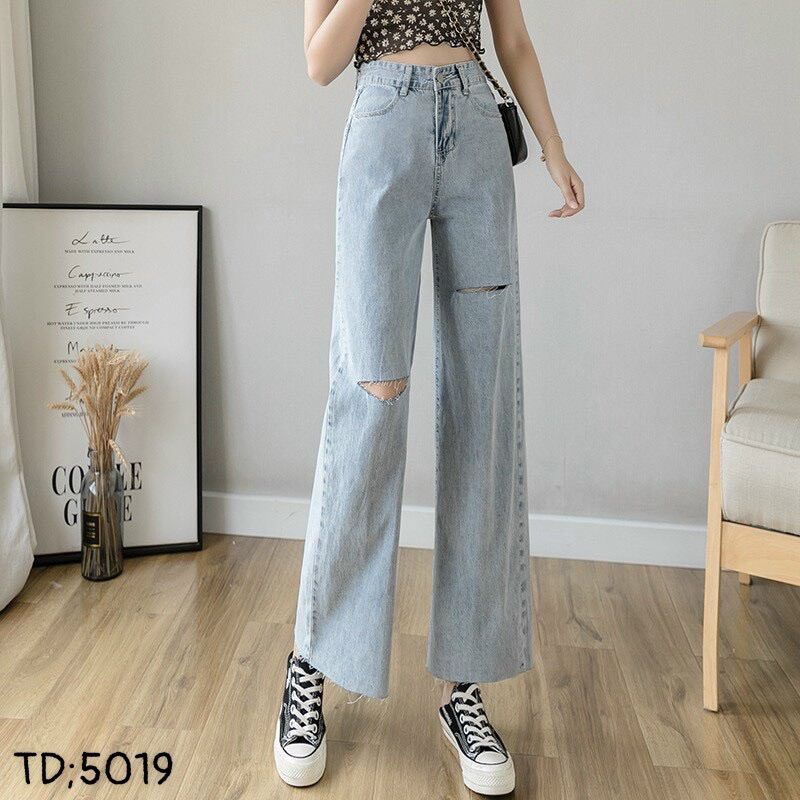 Baggy Jeans Ống Suông Rách PT
