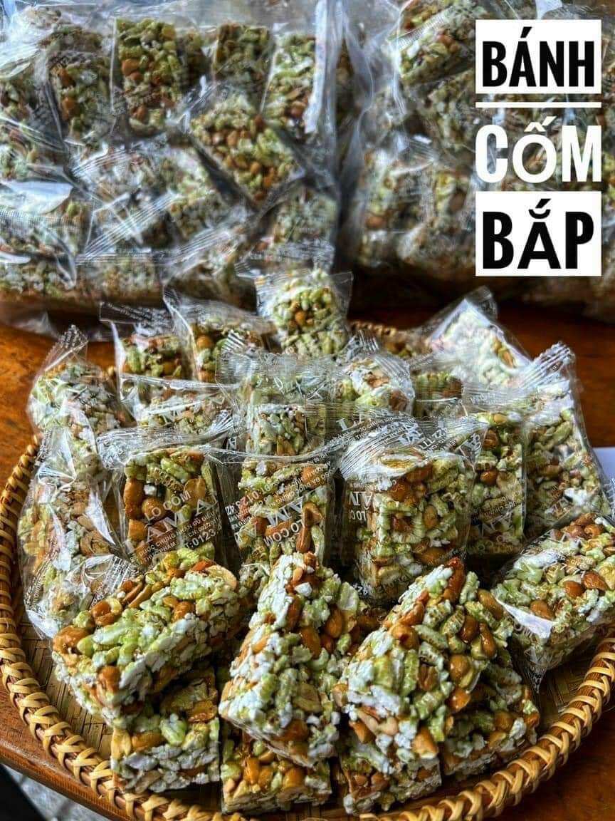 Cốm nếp dứa Lâm An loại 1 , KL 500g (Cốm nếp dứa nước cốt dừa đậu phộng siêu giòn)
