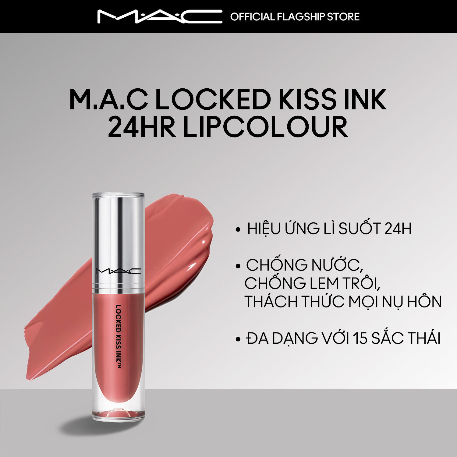 [ƯU ĐÃI 15-17.6] Son kem siêu lì Locked Kiss Ink 24H Lipcolour lên màu chuẩn sắc nhẹ môi và không trôi. 