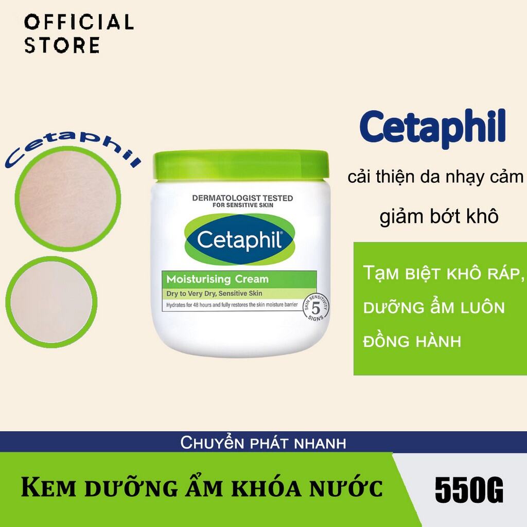 Kem dưỡng ẩm Cetaphil Moisturising Cream 550g làm căng bóng da cho da khô