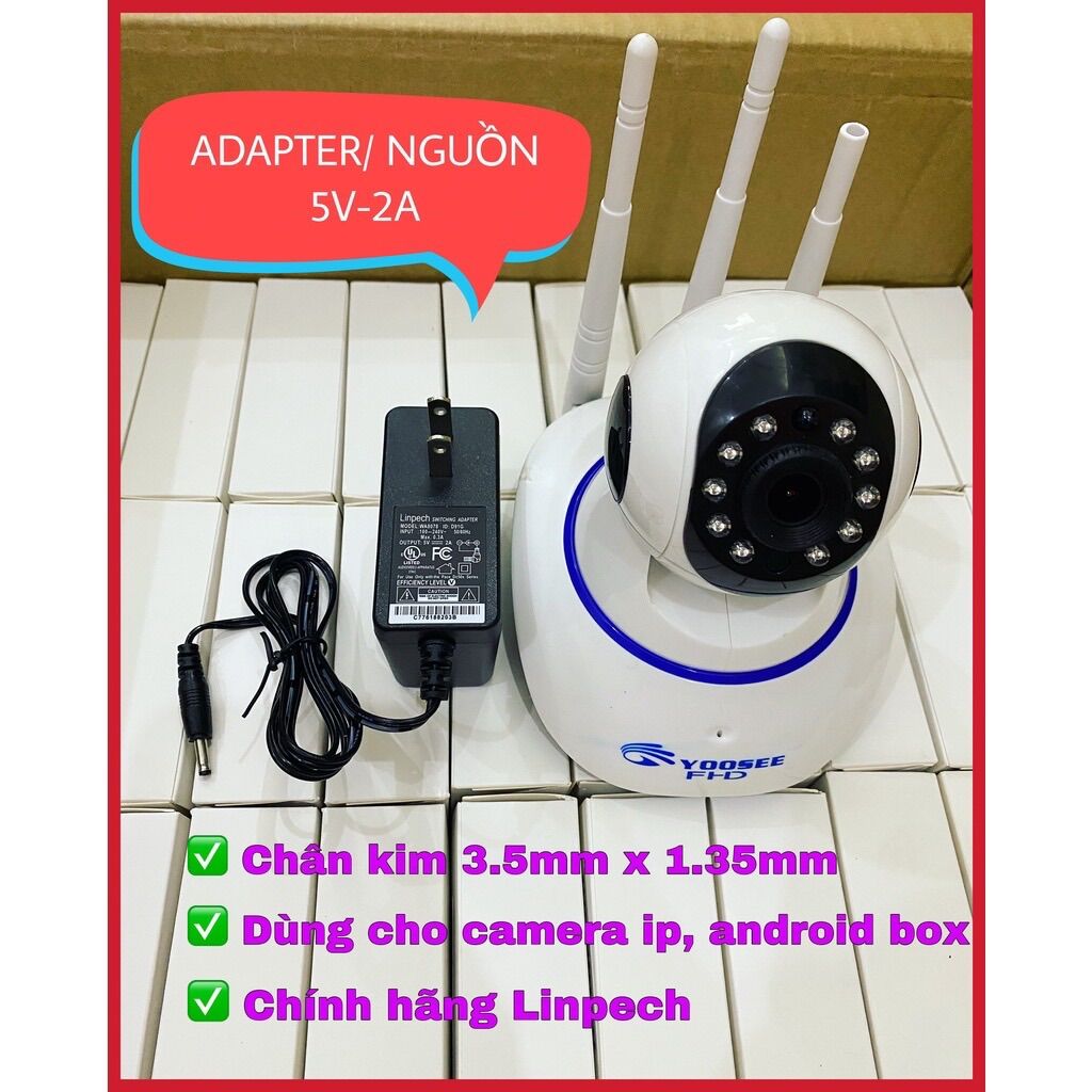 Nguồn 5v 2a chân kim cho camera ip, android box. Adapter 5v 2a chân nhỏ 3.5mm. Chính hãng Linpech