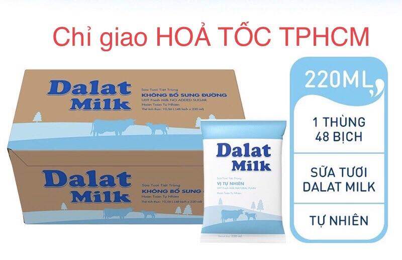 Thùng 48 bịch sữa DALAT MILK không đường