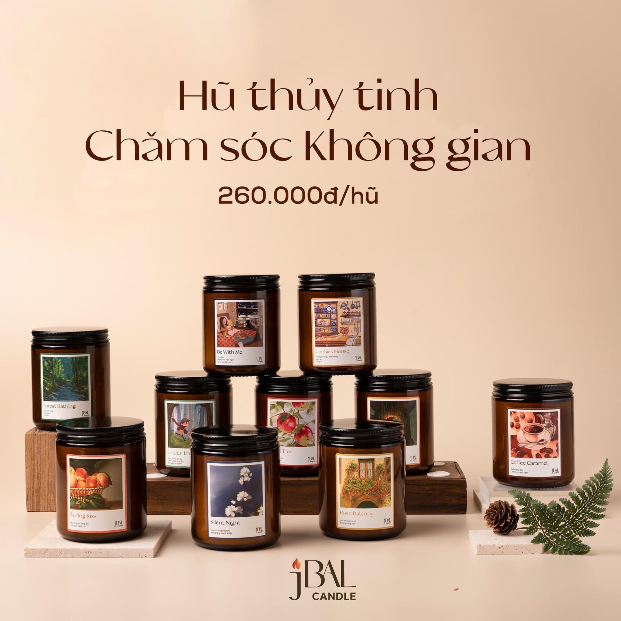 Nến thơm jbal hũ thuỷ tinh 200g