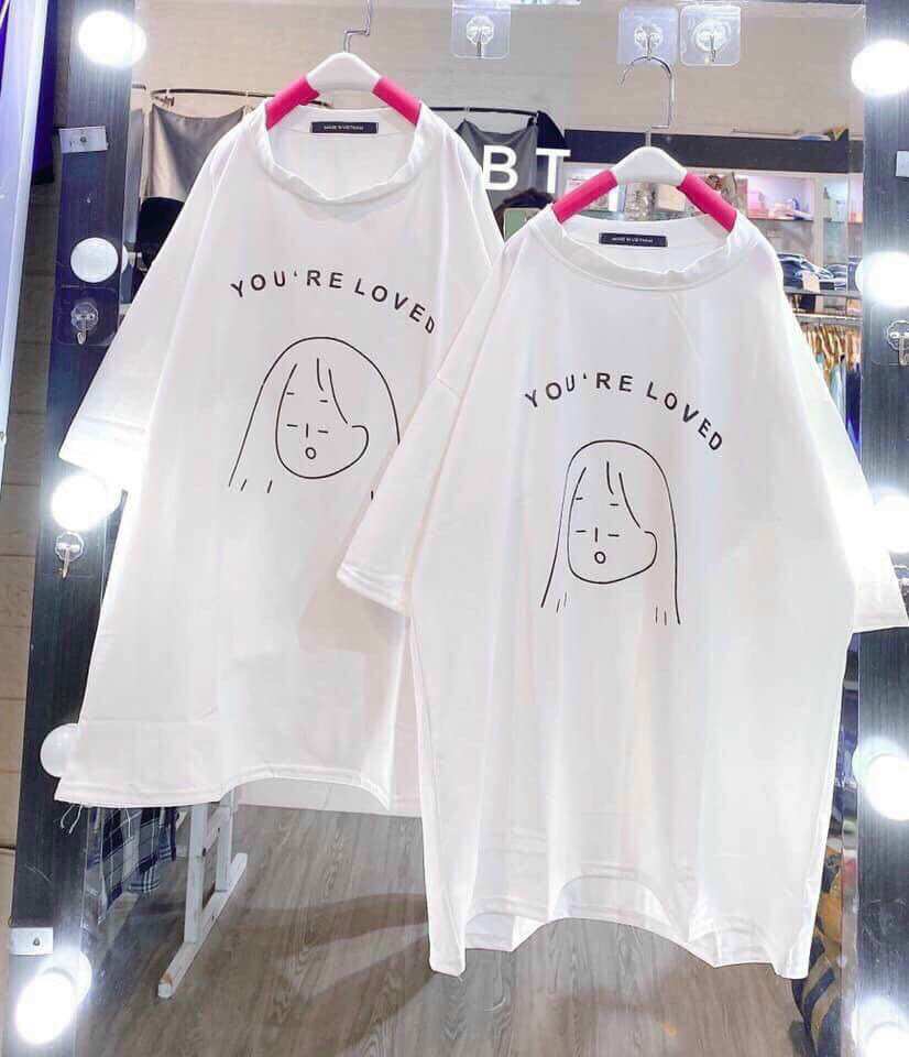 Áo phông đôi nam nữ áo nhóm bạn thân unisex tay lỡ phông rộng vải cotton dày mịn