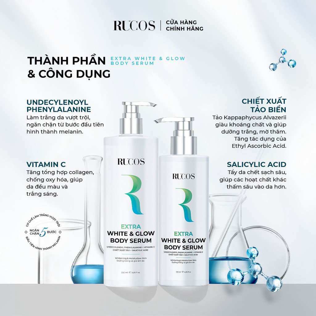 [Combo dưỡng trắng] Extra White & Glow Rucos