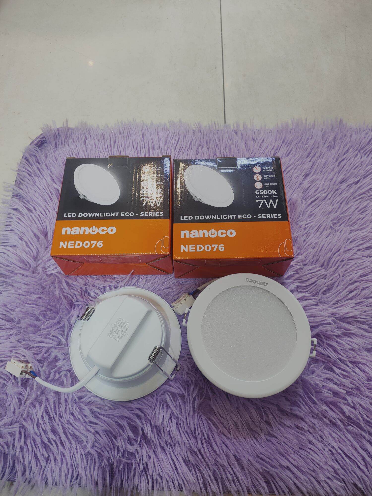 Đèn led âm trần nanoco d90-7w 1 màu _3 màu