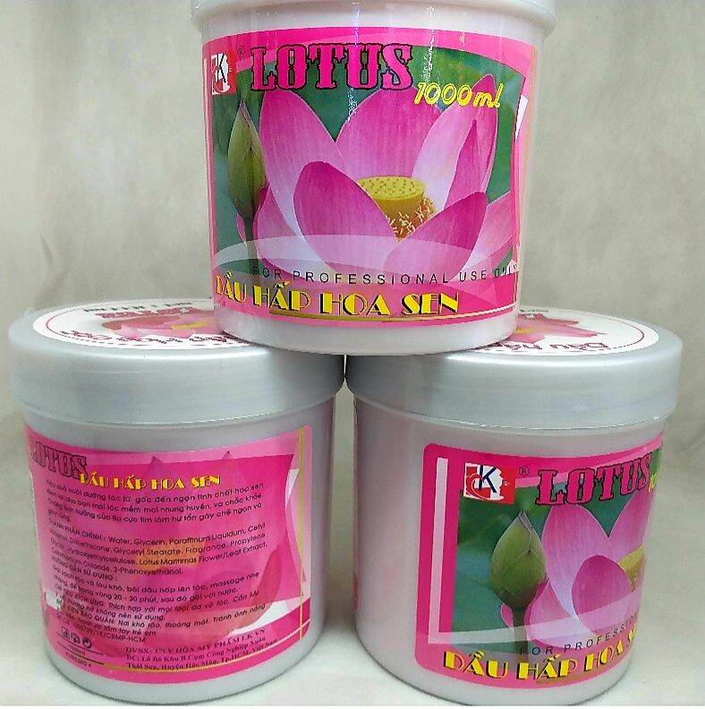 Kem ủ tóc hoa sen lotus 1000 ml tặng mủ tùm tóc mềm mượt