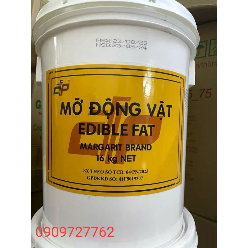 Bơ mỡ động vật (bơ Nauy) Gia Phát 49. Xuất xứ Việt Nam, thùng nhựa 16 Kg.