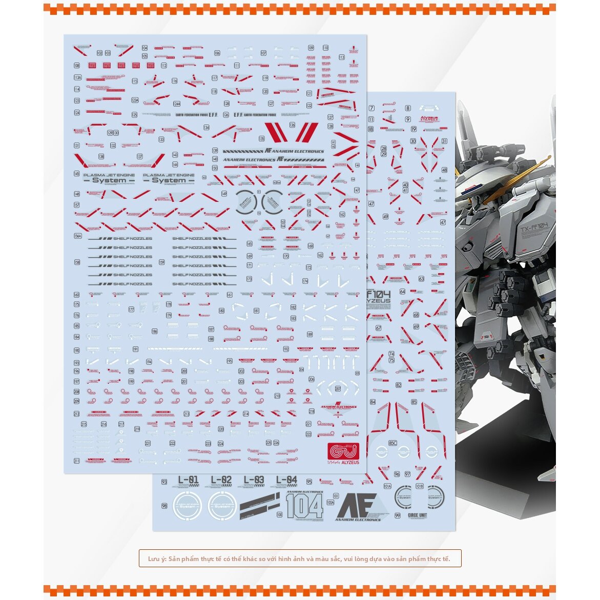 Decal Nước HD 1/144 Mô Hình Allosaurus Beefalo